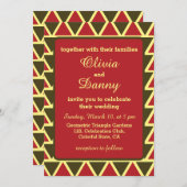 Groene Rode Driehoek Geometrische Bruiloft Kaart (Voorkant / Achterkant)