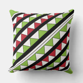 Groene rode driehoeken Zwarte diagonaal StripesPat Kussen