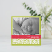 Groene rode elegante damesmerrie met kerstvakantie feestdagenkaart (Staand voorkant)