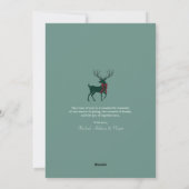 Groene Rode Elegante Hert Kerstkaart (Achterkant)