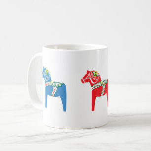 Groene, rode en blauwe Dalahäst Koffiemok