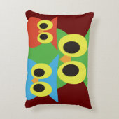 Groene, rode en blauwe uilen accent kussen (Achterkant (Verticaal))