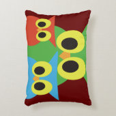 Groene, rode en blauwe uilen accent kussen (Voorkant(Verticaal))