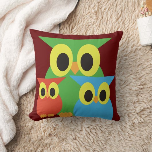 Groene, rode en blauwe uilen kussen (Deken)