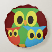 Groene, rode en blauwe uilen rond kussen (Achterkant)