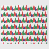 Groene, rode en blauwe Waterverf bomen Cadeaupapier (Vlak)