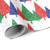 Groene, rode en blauwe Waterverf bomen Cadeaupapier (Rol Hoek)