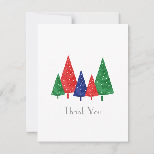 Groene, rode en blauwe Waterverf bomen Hartelijk d Bedankkaart (Voorkant)