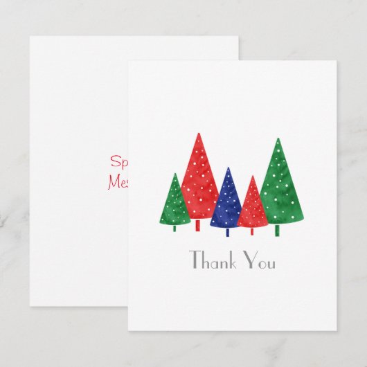 Groene, rode en blauwe Waterverf bomen Hartelijk d Bedankkaart (Voorkant / Achterkant)