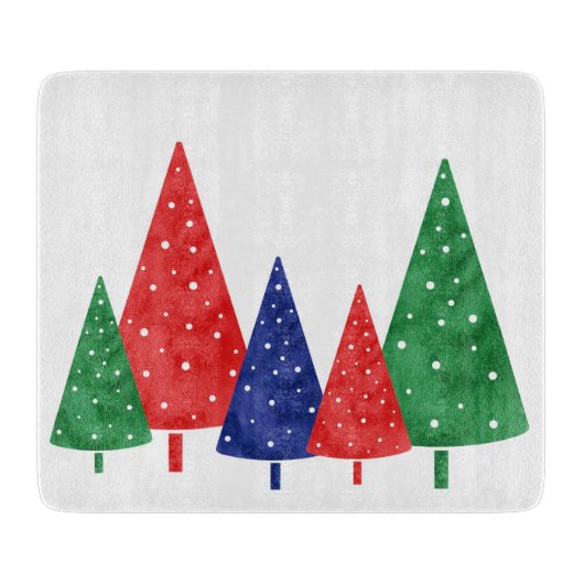 Groene, rode en blauwe Waterverf bomen Snijplank (Voorkant)