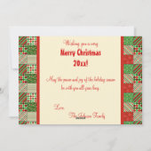 Groene, rode en Cream Quilted kerstfotokaart Feestdagenkaart (Achterkant)