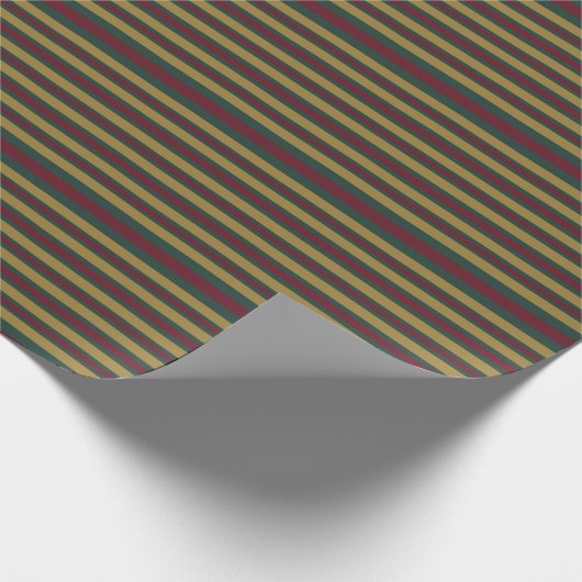 Groene rode en gouden kerst in stripte cadeaupapier (Hoek)