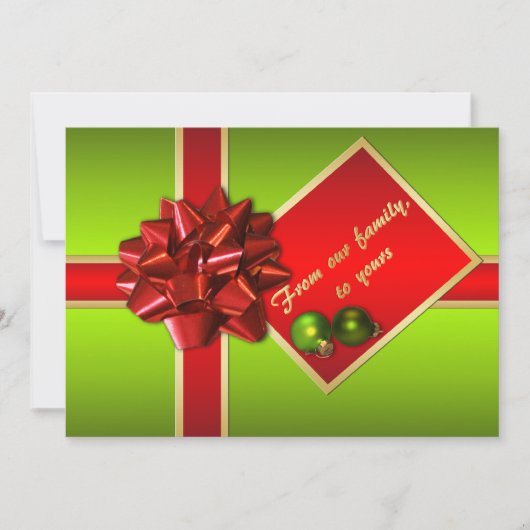 Groene, rode en gouden kerstfotokaart feestdagenkaart (Voorkant)