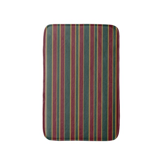 Groene rode en gouden kerststrepen met Snoep Badmat (Voorkant Verticaal)