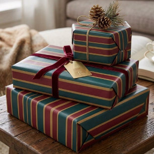 Groene rode en gouden kerststrepen met Snoep Cadeaupapier