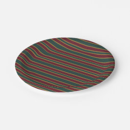 Groene rode en gouden kerststrepen met Snoep Papieren Bordje