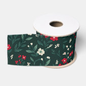Groene rode en witte kerstbloemen grosgrain lint (Spoel)