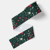Groene rode en witte kerstbloemen grosgrain lint (Achterkant)