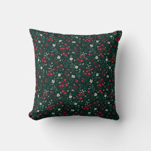 Groene rode en witte kerstbloemen kussen
