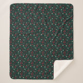 Groene rode en witte kerstbloemen sherpa deken (Voorkant)