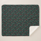Groene rode en witte kerstbloemen sherpa deken (Voorkant (horizontaal))