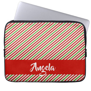Groene, rode en witte strepen laptop sleeve