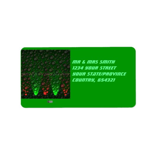 Groene/rode etiketten met groeiende belletjes (Voorkant)