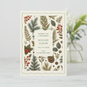 Groene rode fantasievolle bloem waterverf kerstkaa (Staand voorkant)