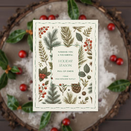 Groene rode fantasievolle bloem waterverf kerstkaa