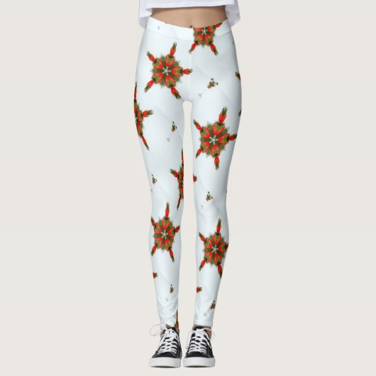 groene rode feestdagen wit leggings (Voorkant)
