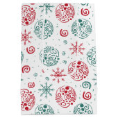 Groene rode feestelijke wervelingen en sneeuwvlokk medium cadeauzakje (Achterkant)