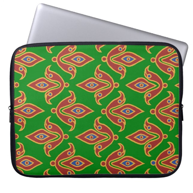 Groene, Rode, Fleur-de-lys 15" Laptop Hoes (Voorkant)