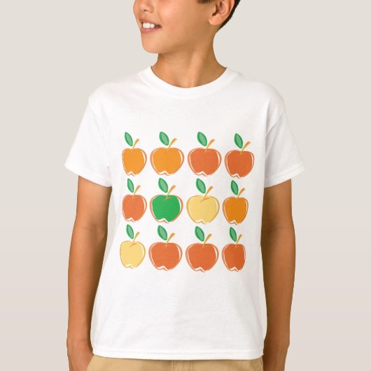 Groene, rode, gele en Oranje appels T-shirt (Voorkant)