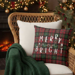 Groene rode geruite kerst decoratieve kussenhoes kussen