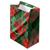 Groene & Rode Geruite Kerstcadeautas Medium Cadeauzakje (Voorkant Gekanteld)