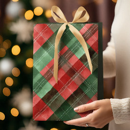 Groene & Rode Geruite Kerstcadeautas Medium Cadeauzakje