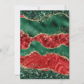 Groene & Rode Glitter Kerst Agaat Verjaardagsfeest Kaart (Achterkant)