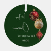 Groene rode gouden kerstballen glas ornament (Achterkant)