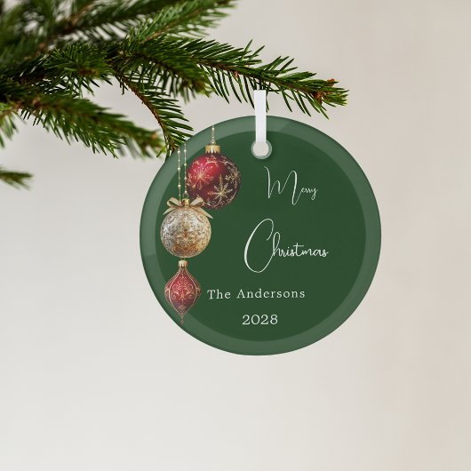 Groene rode gouden kerstballen glas ornament