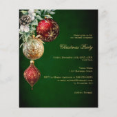 Groene rode gouden kerstballen Kerstfeest uitnodig (Voorkant)