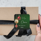Groene rode gouden kerstballen klassieke kerst vierkante sticker