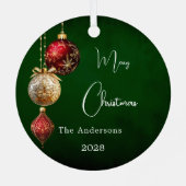 Groene rode gouden kerstballen metalen ornament (Achterkant)