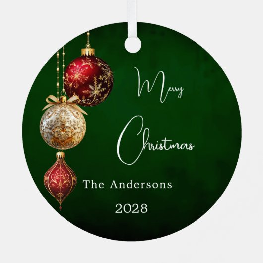 Groene rode gouden kerstballen metalen ornament (Achterkant)