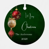 Groene rode gouden kerstballen metalen ornament (Voorkant)