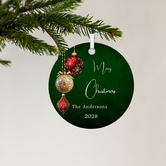 Groene rode gouden kerstballen metalen ornament