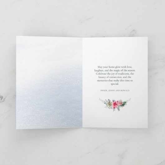 Groene Rode Gouden Klok Sneeuwvlok Kerstkrans Feestdagen Kaart (Binnen)