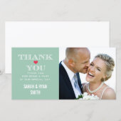 Groene Rode Hart Trouwfoto Dank u kaarten (Voorkant / Achterkant)