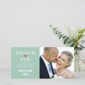 Groene Rode Hart Trouwfoto Dank u kaarten (Staand voorkant)