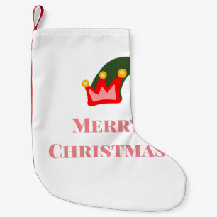 Groene rode hoed vrolijk kerstfeest voeg naam teks kleine kerstsok