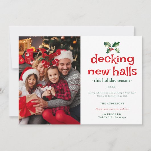 Groene rode hulst kaart nieuwe zalen thuis familie (Voorkant)